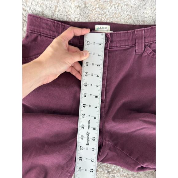 LL Bean Size 8 Classic Fit Straight Leg Pants Purple Fleece Lined Cotton Stretch - Picture 5 of 12
